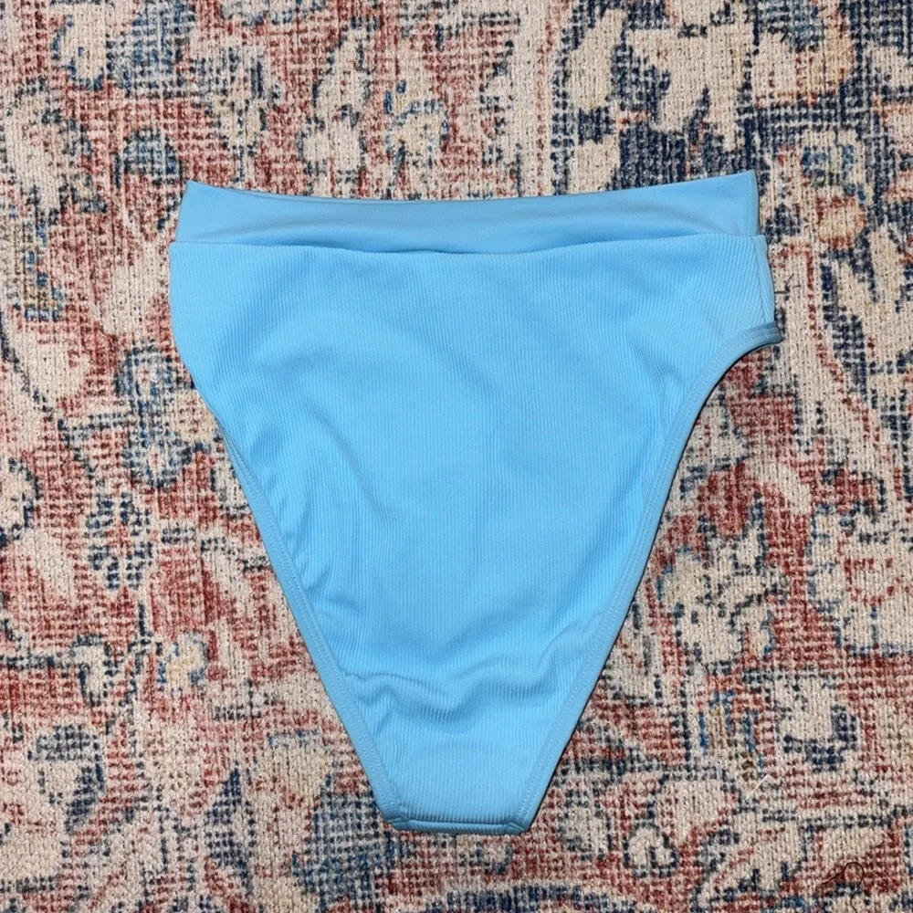 L*Space Frenchi Ribbed Bitsy Bikini Bottoms in Aquarius Blue SZ S NWT - Picture 4 of 5